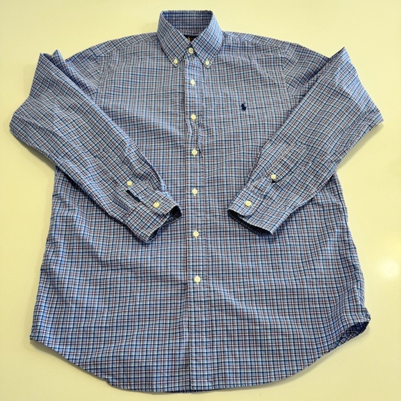 Polo Ralph Lauren Other - Polo Ralph Lauren Dress Shirt Blue Plaid Classic Fit Button Up Mens Size Medium